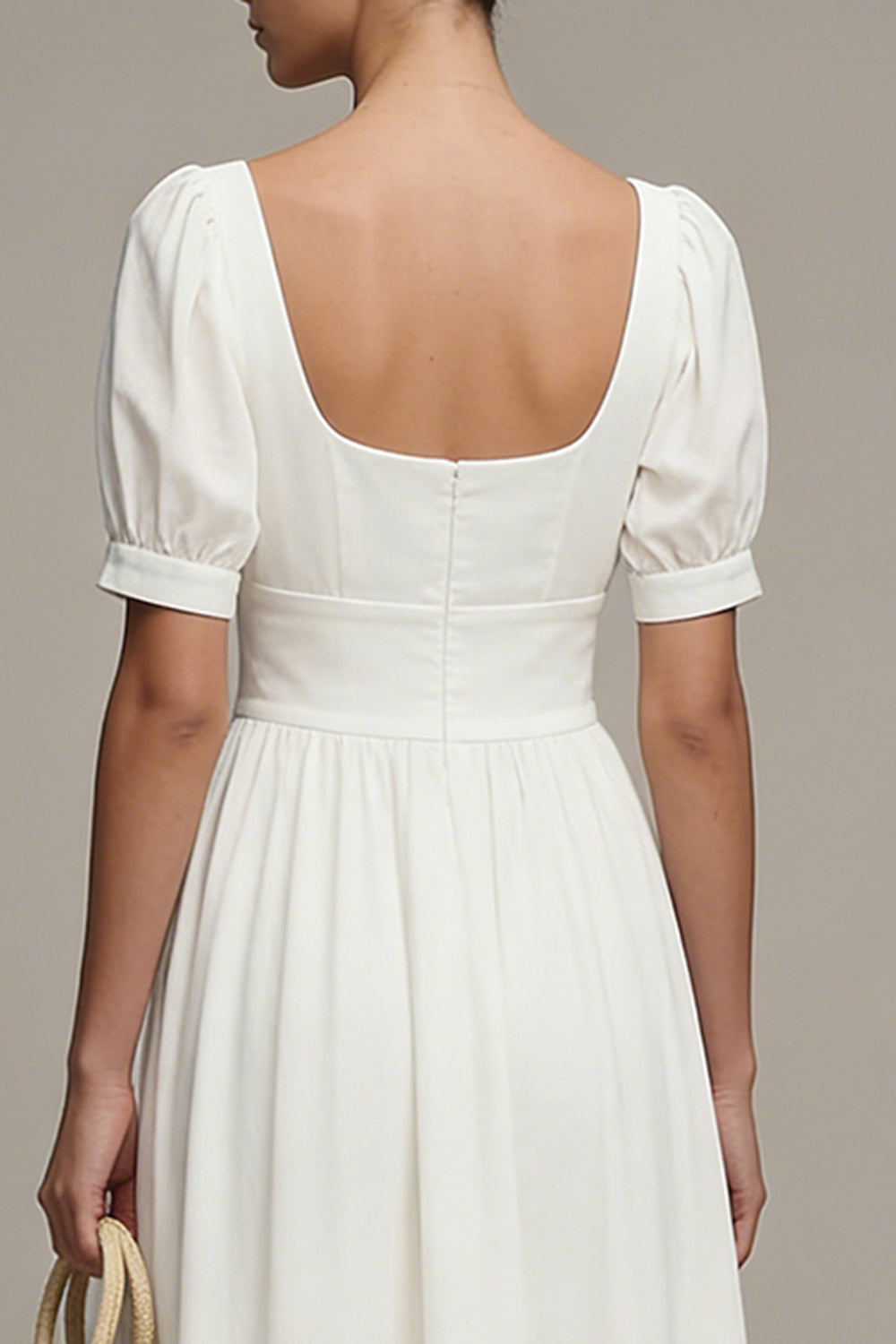 Maxi White Short Sleeves A Line Beach Wedding Dress