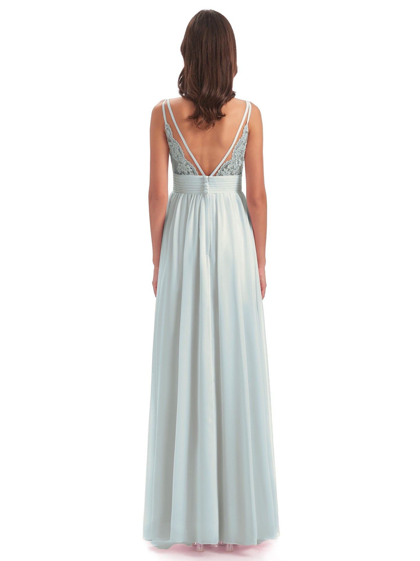 Ava Spaghetti Straps V-Neck Long Bridesmaid Dresses