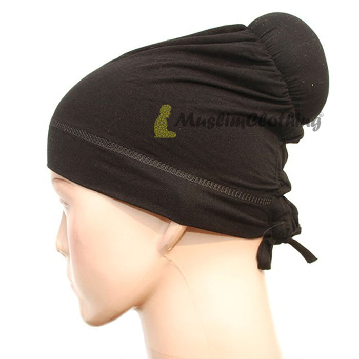 Black One-Sized Soft Polyester Hair Bun Underscarf