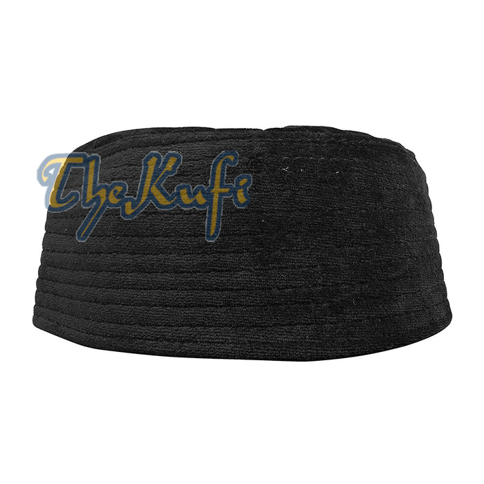Black Semi-Rigid Velveteen Bani Hasyim Kufi Hat Prayer Cap