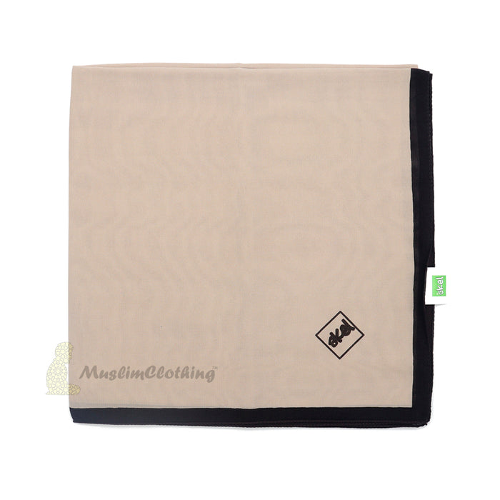 Café Latte with Dark Brown Border Chiffon Scarf Hijab Shawl Islamic Headwear