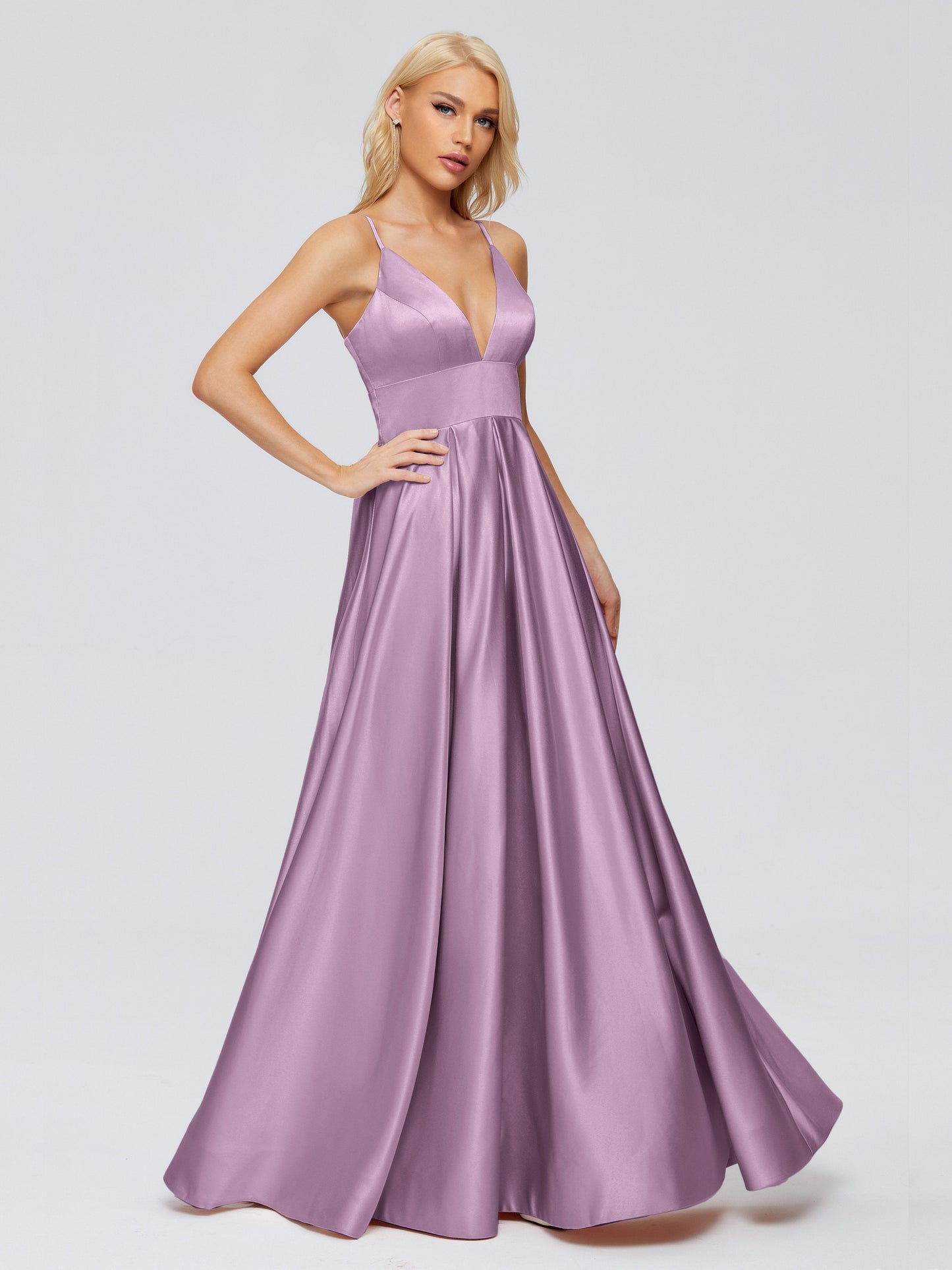 Faith Spaghetti Straps Satin Bridesmaid Dress