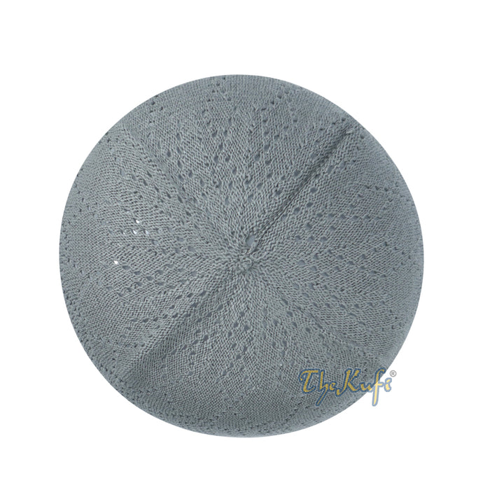 Dark Gray Cotton Machine Knit Open-Work Turkish Kufi