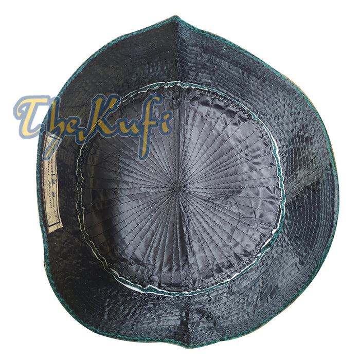 Dark Green Semi-Rigid Velveteen Kufi Hat Bani Hasyim Prayer Cap