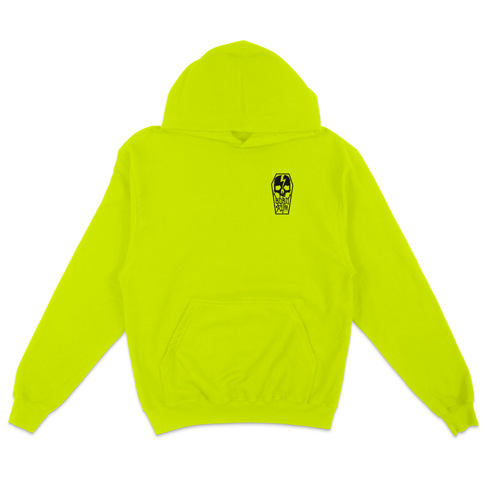 HIVIS GREEN SKULL COFFIN HOODIE - Born Scum