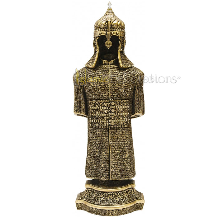 Jawshan Kabir Gold Molded Ottoman 11-3/8 In Military Armor Ornament - Islamic Calligraphy Art
