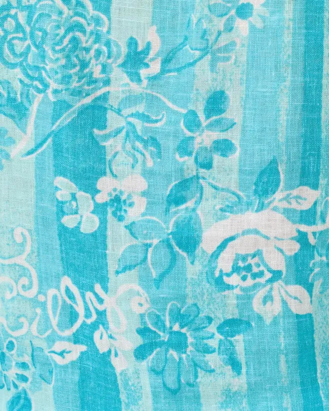 Lilly Pulitzer Seaview Linen Shirt - Blue Floral