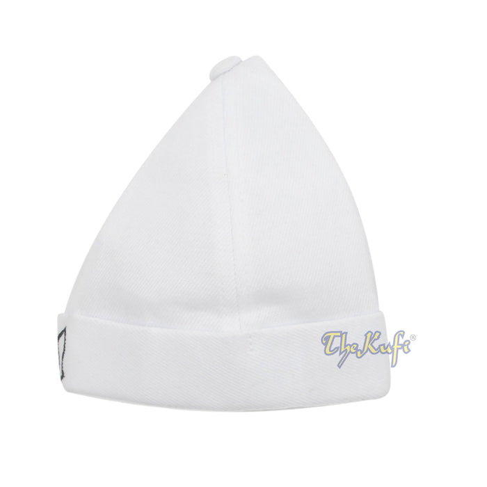Muslim Brimless Baseball Cap - White Rasulullah Sandal Nalain Kufi One-Size Adjustable Muslim Hat
