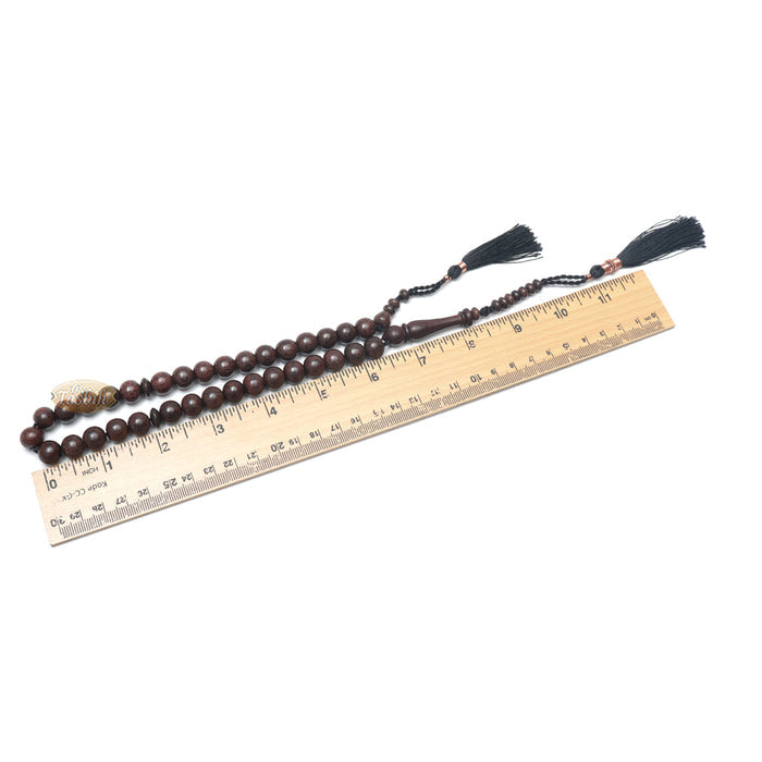 Tasbih Prayer Beads Made From Tamarind Wood with Black Decorated Tassels