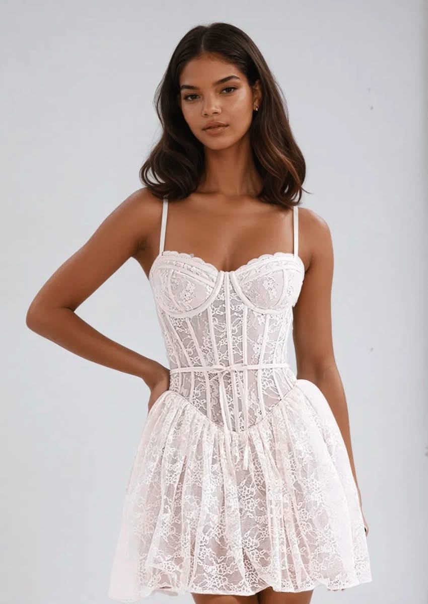 White lace Mini Dress
