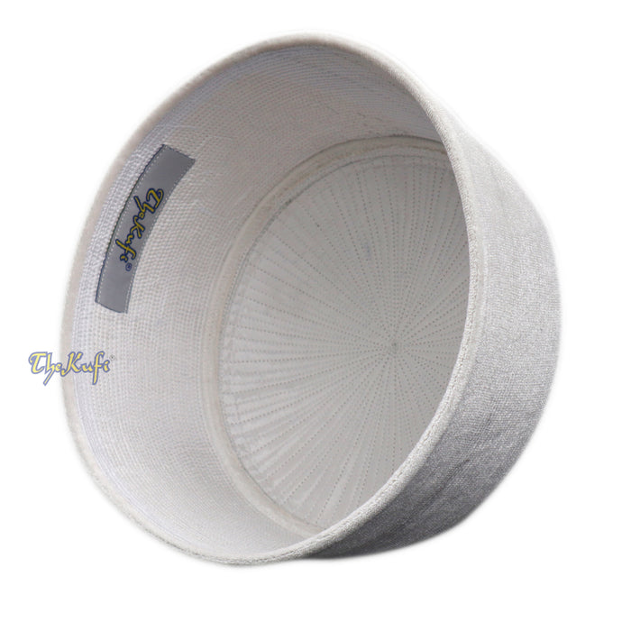 White Velvet Kufi Hat - Premium Quality Handmade Rigid Islamic Kufi Hat Turkish Chechen Style Prayer Cap