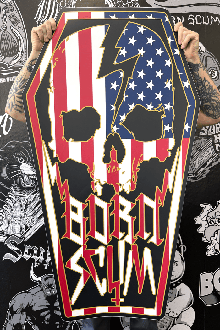 XXL AMERICA SKULL COFFIN STICKER - Born Scum