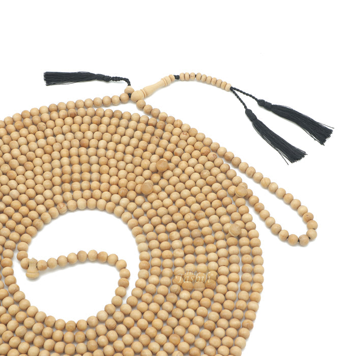 1000-Bead Citrus Wood (Kemuning) Tasbih - 8 mm Prayer Beads - Subha Misbaha with Beautiful Black Tassels