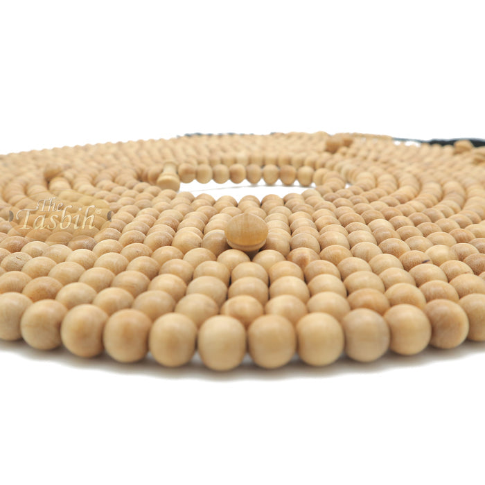 1000-Bead Citrus Wood (Kemuning) Tasbih - 8 mm Prayer Beads - Subha Misbaha with Beautiful Black Tassels