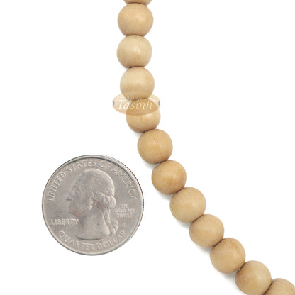 1000-Bead Exotic Yellow Citrus Wood (Kemuning) Tasbih - 8 mm Prayer Beads - Subha Misbaha with Beautiful Tassels