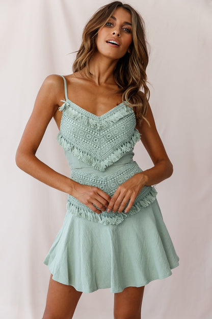 Janey Applique A-Line Dress Pistachio