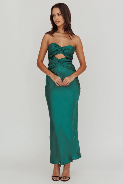 Good Impression Double Twist Midi Dress Forest Green