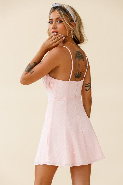 Good Morning Angel Ruched Bust A-Line Dress Pink