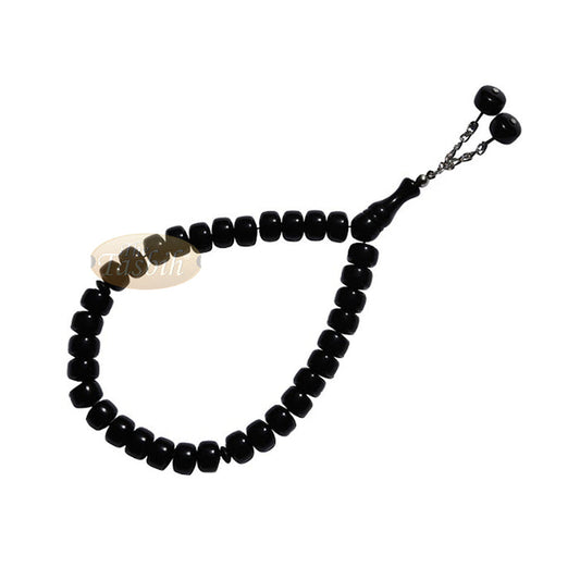 33-Bead Barrel Shape 12x8 mm Black Monomer Prayer Tasbih Chain Tassel