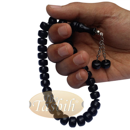33-Bead Barrel Shape 12x8 mm Black Monomer Prayer Tasbih Chain Tassel