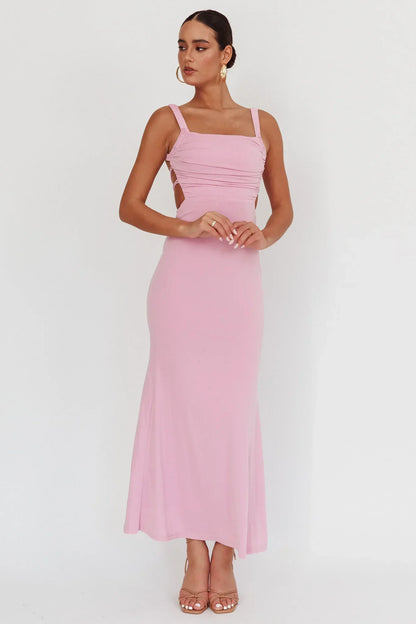 Dream Crush Lace-Up Back Maxi Dress Lilac