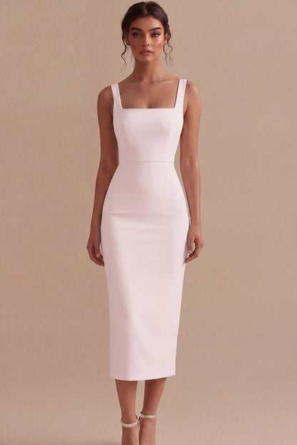 Square Neck Maxi White Bodycon Engagement Dress