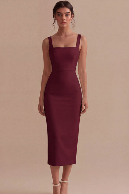 Square Neck Maxi White Bodycon Engagement Dress