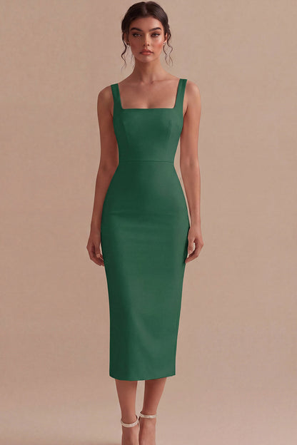 Square Neck Maxi White Bodycon Engagement Dress