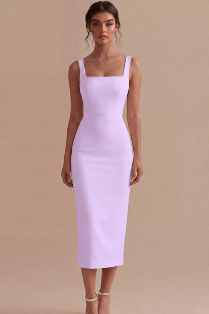 Square Neck Maxi White Bodycon Engagement Dress