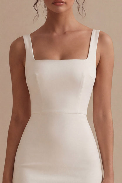 Square Neck Maxi White Bodycon Engagement Dress