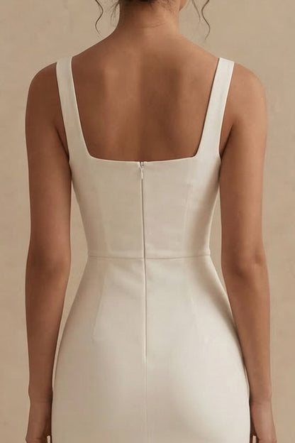 Square Neck Maxi White Bodycon Engagement Dress