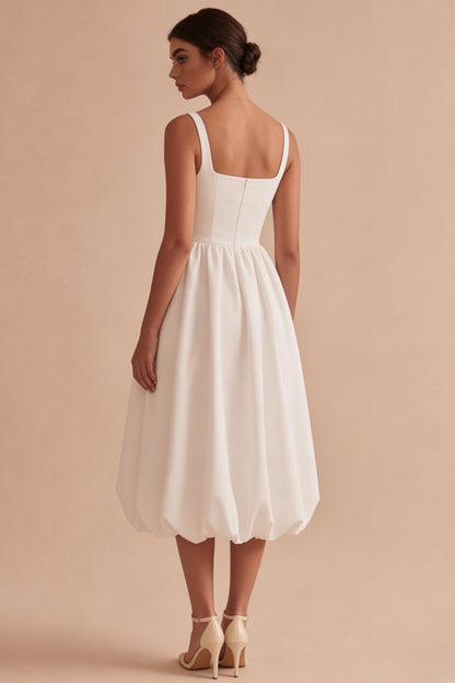 Square Neck White Maxi A Line Engagement Dress
