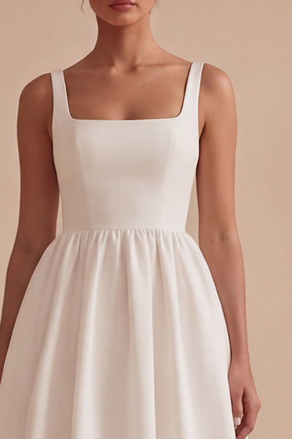 Square Neck White Maxi A Line Engagement Dress