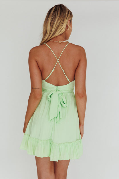 Linka Ruched Bust Criss-Cross Back Dress Apple