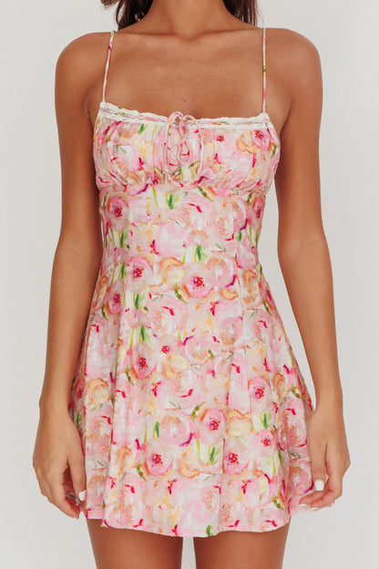 Lead The Way Abstract Print Mini Dress Pink