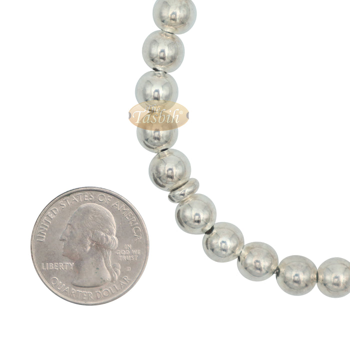 7 mm Sterling Silver Prayer Beads 33 Round Beads Divide Gift