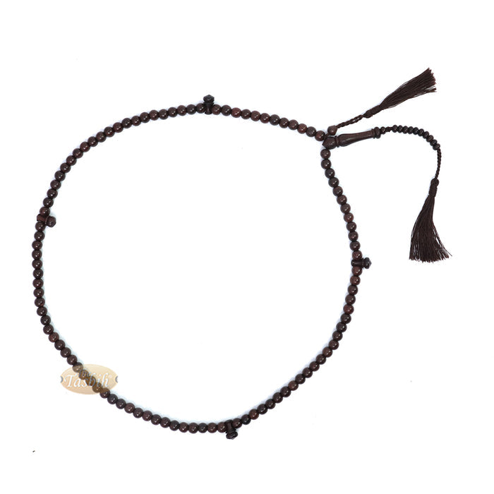 8 mm Dark Brown Tamarind Tijani Tasbih Dhikr Beads Matching Tassels