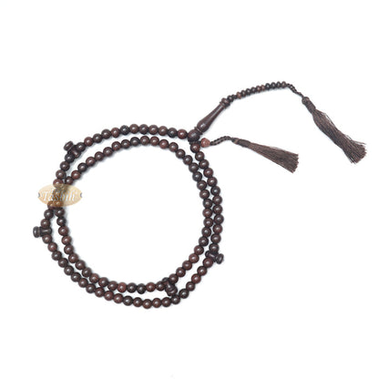8 mm Dark Brown Tamarind Tijani Tasbih Dhikr Beads Matching Tassels