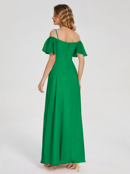 Adelaide A-line Off the Shoulder Chiffon Bridesmaid Dress with Silt