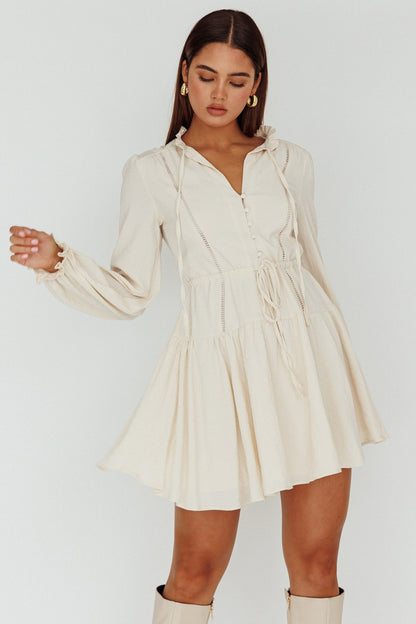 Waverly Long Sleeve Mini Dress Beige