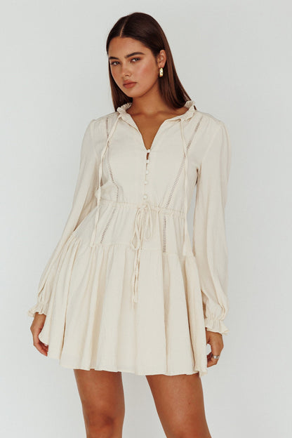 Waverly Long Sleeve Mini Dress Beige