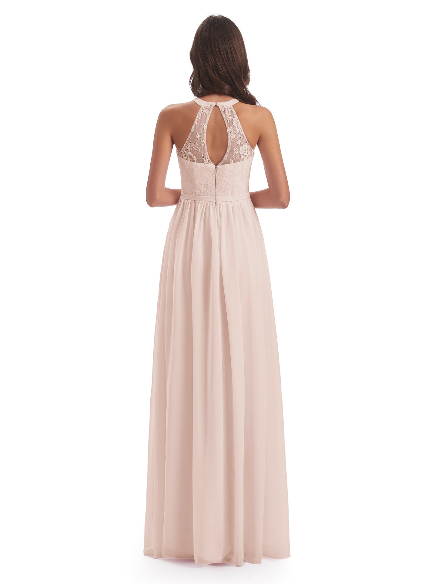 Ailani Halter Split Lace Long Bridesmaid Dresses