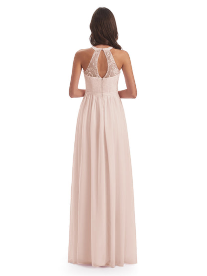Ailani Halter Split Lace Long Bridesmaid Dresses