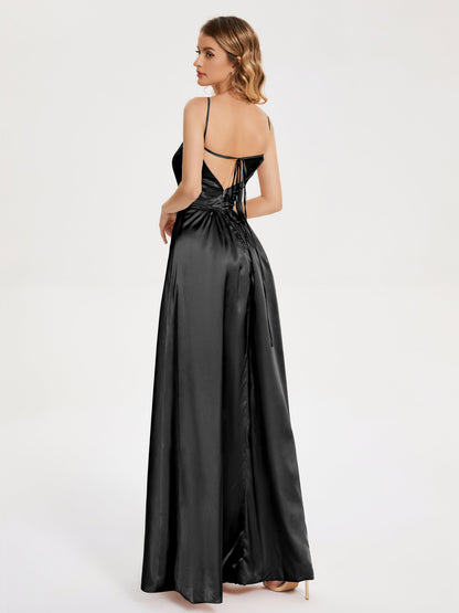 Miriam Backless Soft Satin Bridesmaid Dress with Slit