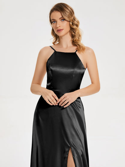 Miriam Backless Soft Satin Bridesmaid Dress with Slit