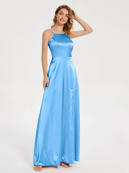 Miriam Backless Soft Satin Bridesmaid Dress with Slit