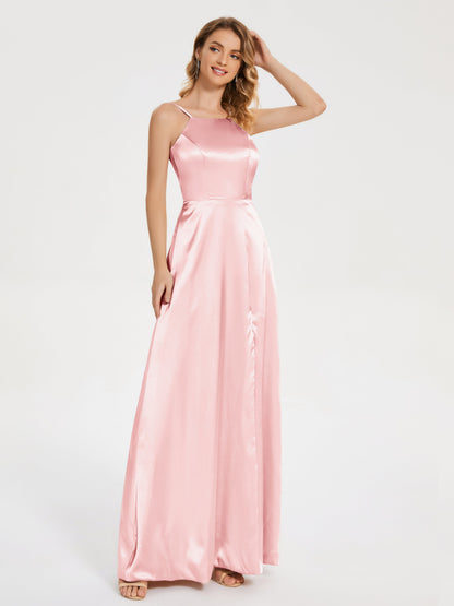 Miriam Backless Soft Satin Bridesmaid Dress with Slit