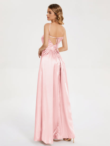 Miriam Backless Soft Satin Bridesmaid Dress with Slit
