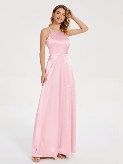 Miriam Backless Soft Satin Bridesmaid Dress with Slit