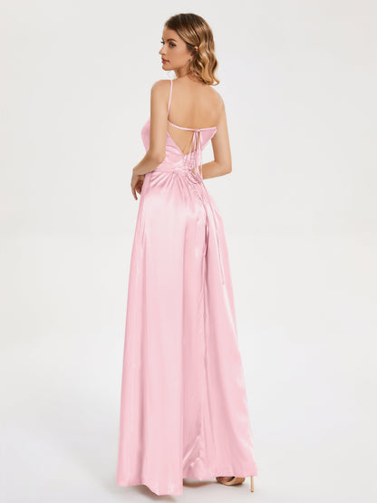 Miriam Backless Soft Satin Bridesmaid Dress with Slit